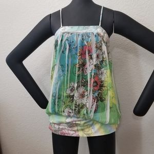 Janette Sheer Floral Spaghetti Strap Top